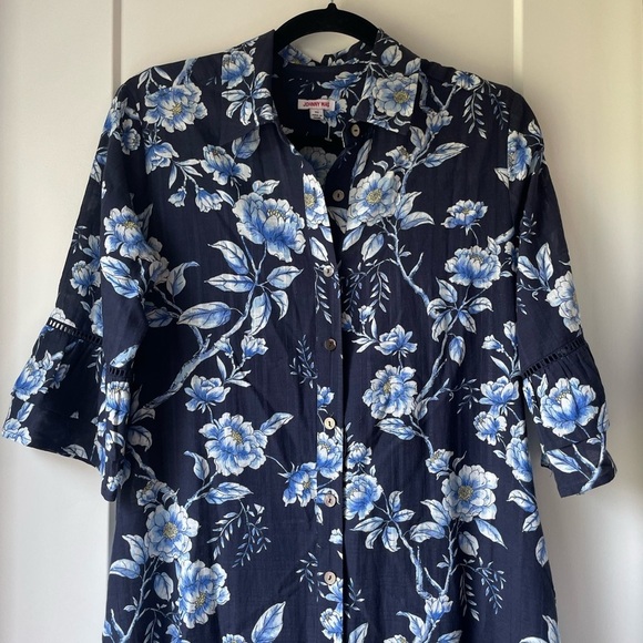 "Magnolia Grace" Johnny Was Floral Ruffle Sleeve Boho Midi Dress XS - Picture 4 of 11